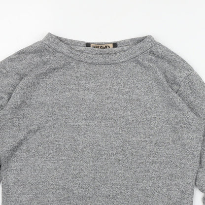 Misspap Womens Grey Round Neck  Polyester Pullover Jumper Size 6