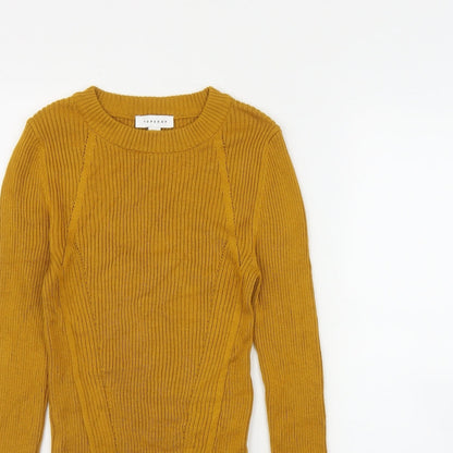 Topshop Womens Yellow Round Neck  Viscose Pullover Jumper Size S