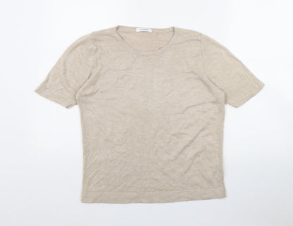 Classics Womens Beige Round Neck  Acrylic Pullover Jumper Size 16
