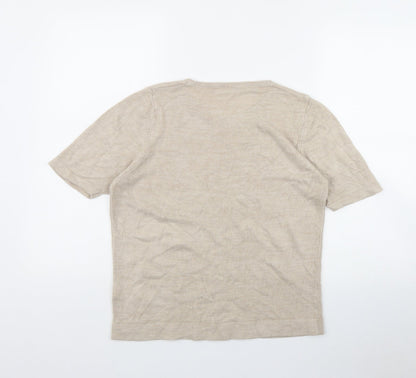 Classics Womens Beige Round Neck  Acrylic Pullover Jumper Size 16