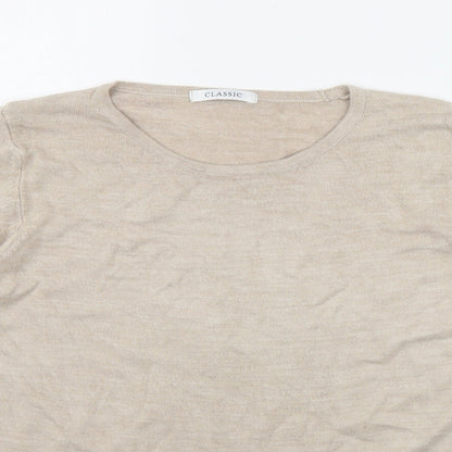 Classics Womens Beige Round Neck  Acrylic Pullover Jumper Size 16