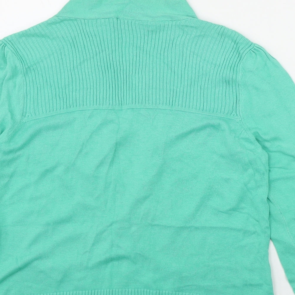 Wallis Womens Green V-Neck  Polyester Cardigan Jumper Size M