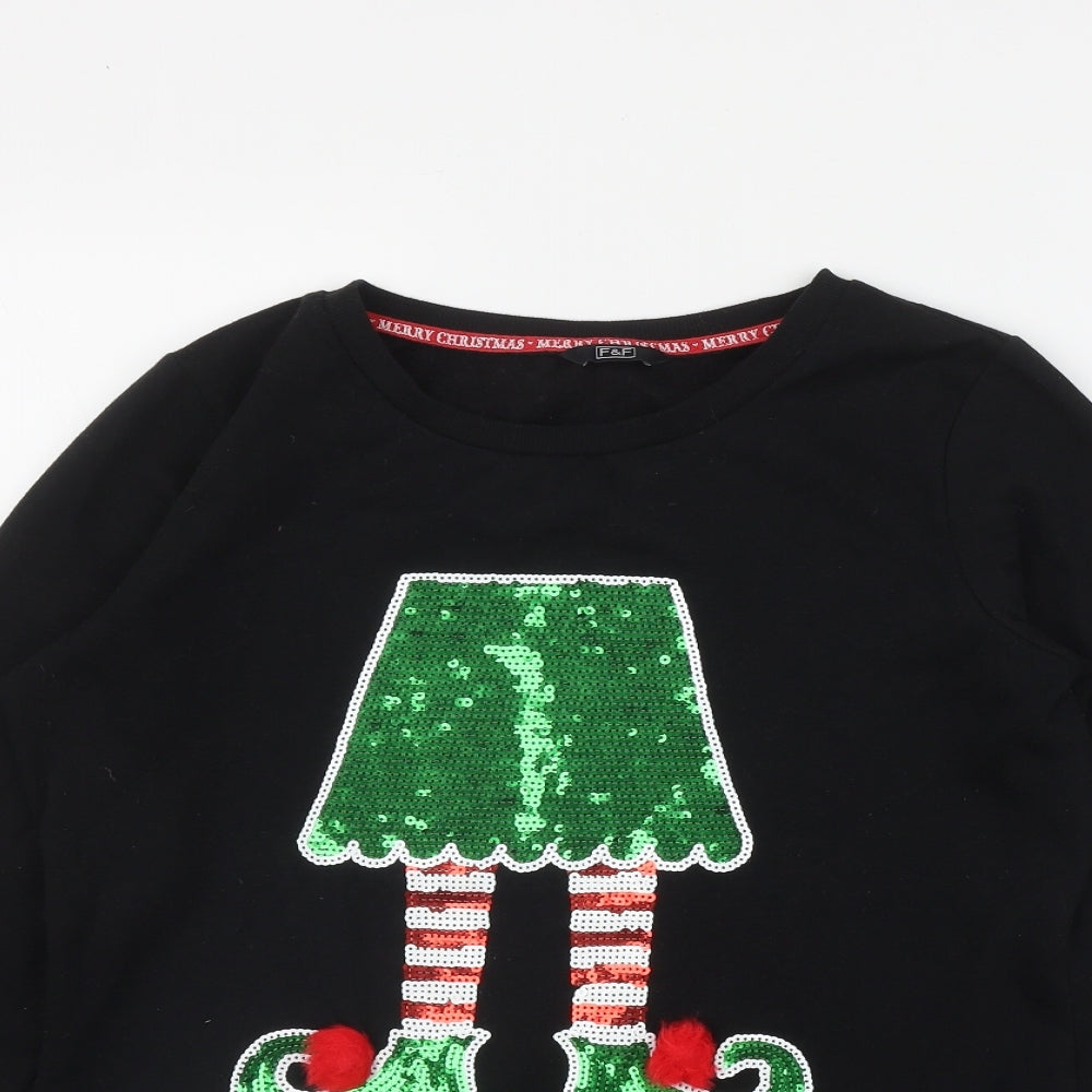 F&F Womens Black  Polyester Pullover Sweatshirt Size 12  Pullover