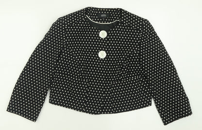Marks & Spencer Womens Black Polka Dot  Jacket Blazer Size 10  Button