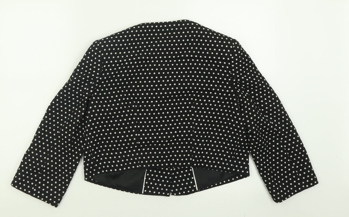 Marks & Spencer Womens Black Polka Dot  Jacket Blazer Size 10  Button