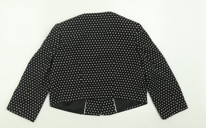 Marks & Spencer Womens Black Polka Dot  Jacket Blazer Size 10  Button