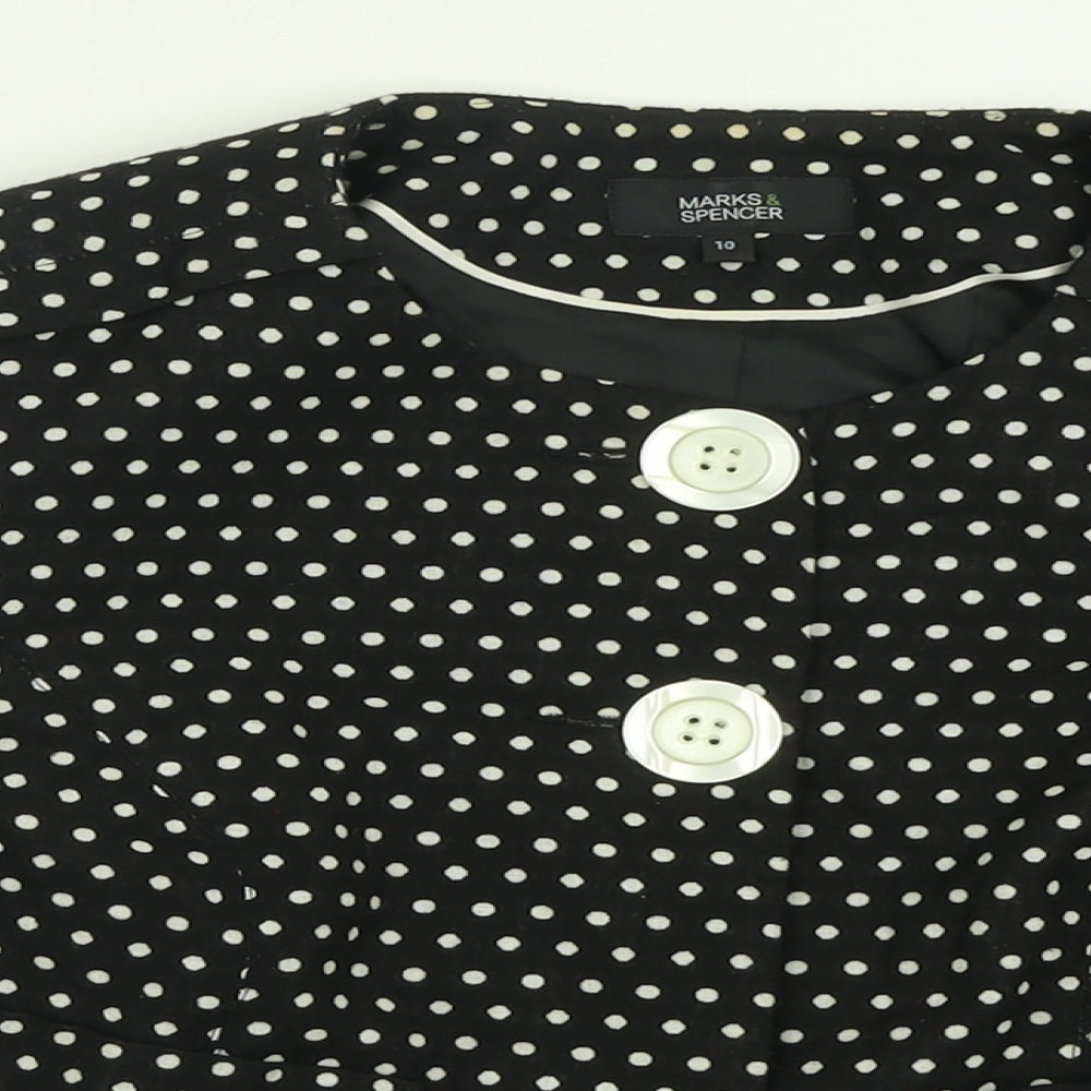 Marks & Spencer Womens Black Polka Dot  Jacket Blazer Size 10  Button