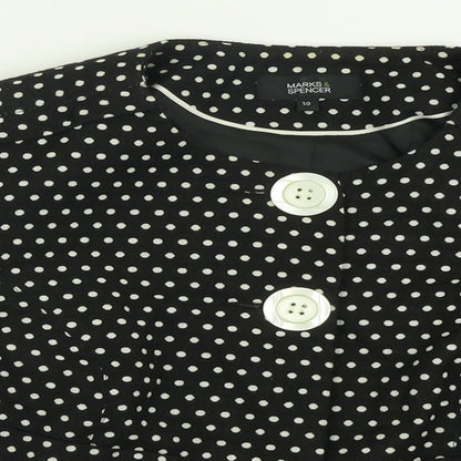 Marks & Spencer Womens Black Polka Dot  Jacket Blazer Size 10  Button