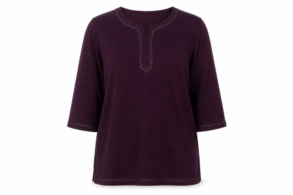 2-craze Womens Purple  Polyester Basic T-Shirt Size XL V-Neck
