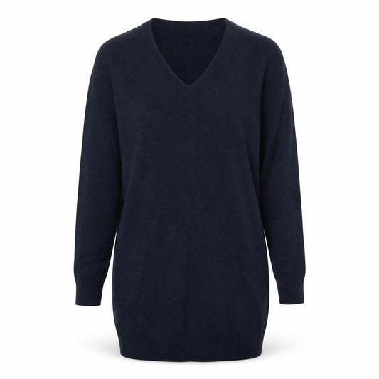 Marks & Spencer Womens Blue V-Neck  Acrylic Tunic Jumper Size 6