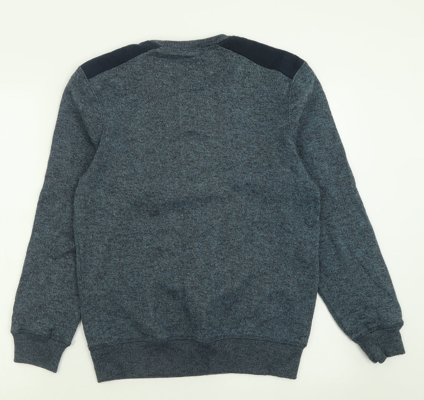 Easy Mens Blue Crew Neck  Polyester Pullover Jumper Size S