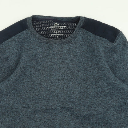 Easy Mens Blue Crew Neck  Polyester Pullover Jumper Size S