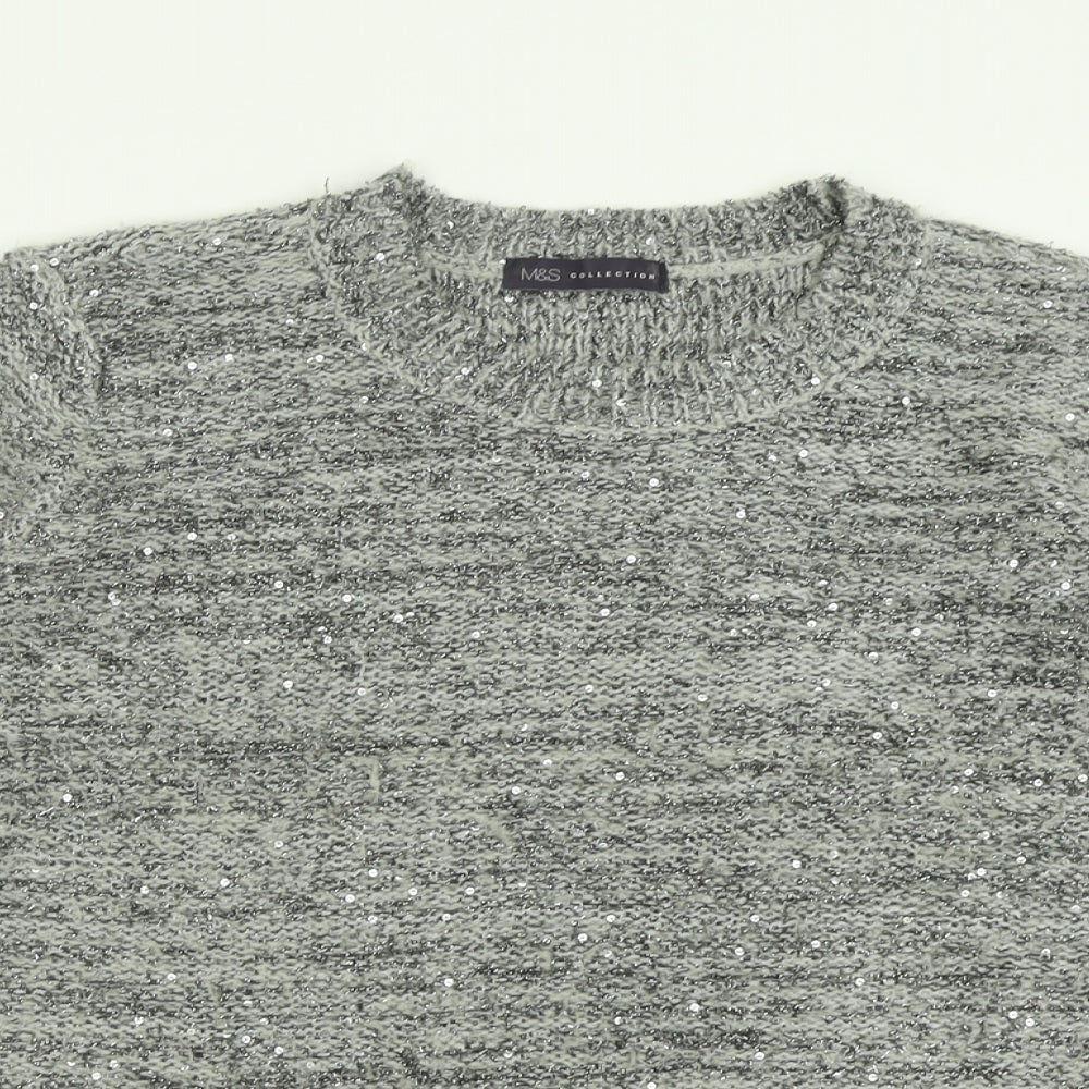 Marks and Spencer Womens Grey Crew Neck  Polyester Pullover Jumper Size 14