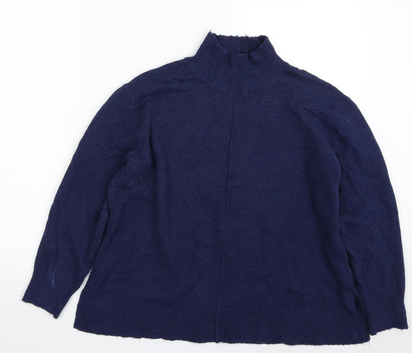 M&Co Womens Blue High Neck  Acrylic Pullover Jumper Size 12