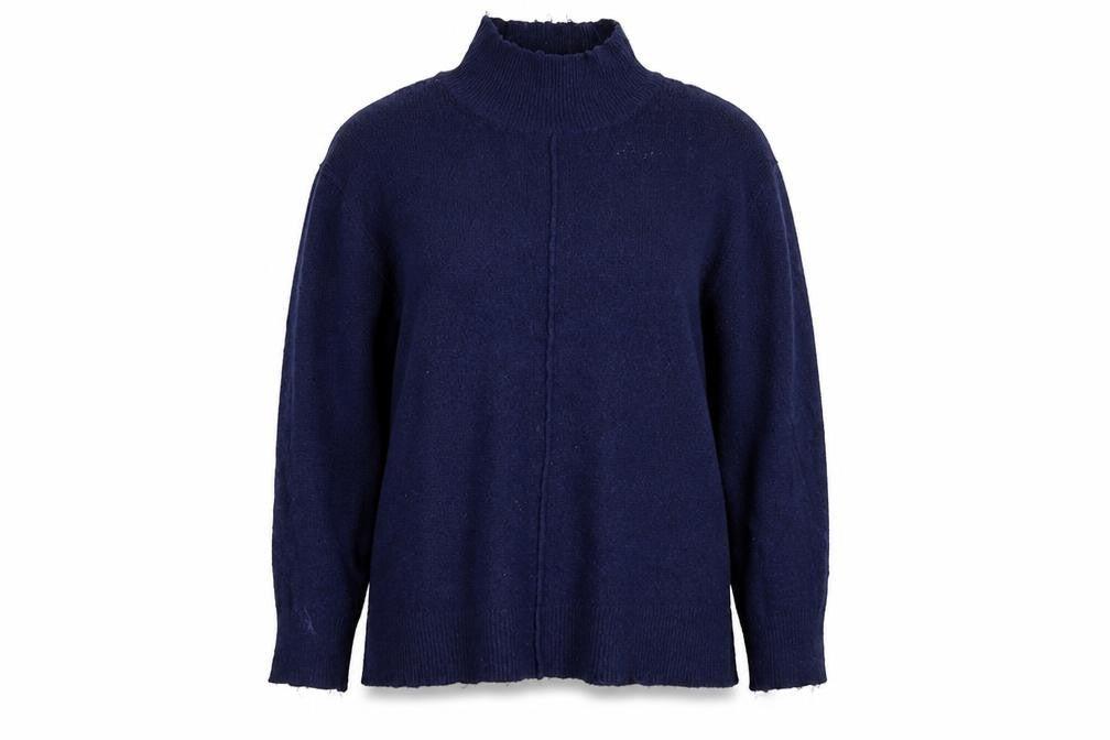 M&Co Womens Blue High Neck  Acrylic Pullover Jumper Size 12
