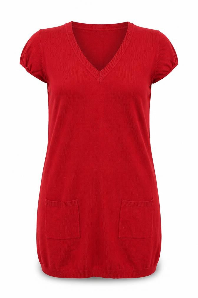 F&F Womens Red V-Neck  Viscose Pullover Jumper Size 14