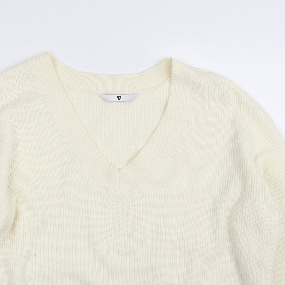 Very Womens Ivory V-Neck  Viscose Pullover Jumper Size 14