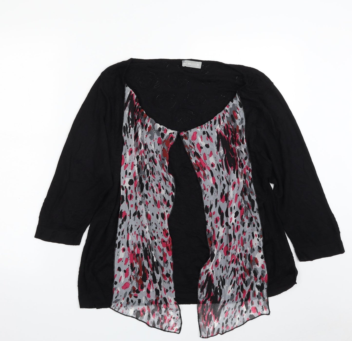 Per Una Womens Black Boat Neck Animal Print Viscose Pullover Jumper Size 20