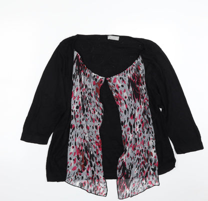 Per Una Womens Black Boat Neck Animal Print Viscose Pullover Jumper Size 20