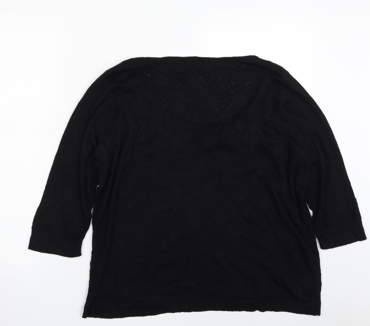 Per Una Womens Black Boat Neck Animal Print Viscose Pullover Jumper Size 20
