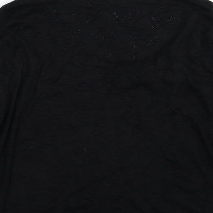 Per Una Womens Black Boat Neck Animal Print Viscose Pullover Jumper Size 20