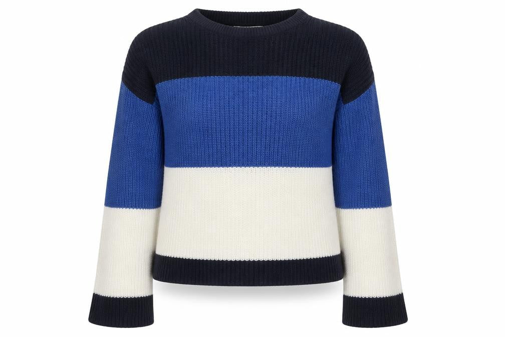 Papaya Womens Multicoloured Crew Neck Striped Acrylic Pullover Jumper Size M   - Colourblock