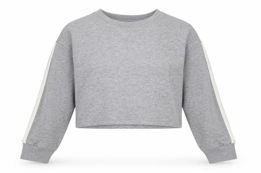 Boohoo Womens Grey Striped Polyester Pullover Sweatshirt Size 12  Pullover