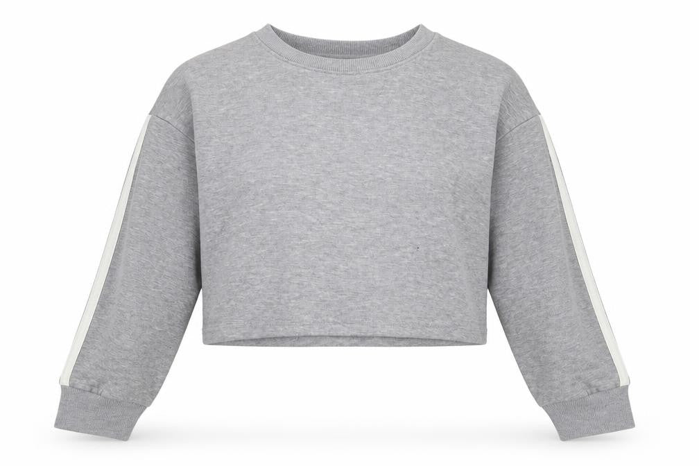 Boohoo Womens Grey Striped Polyester Pullover Sweatshirt Size 12  Pullover