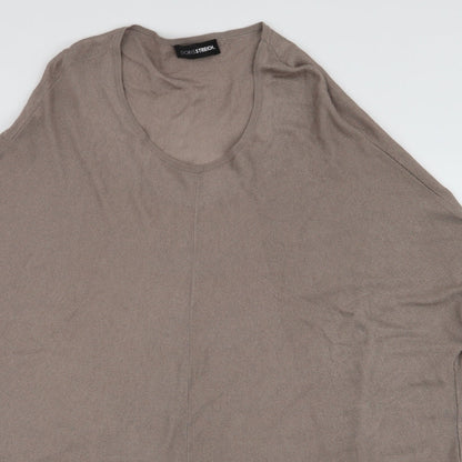 Doris Stretch Womens Beige Round Neck  Viscose Pullover Jumper Size 14