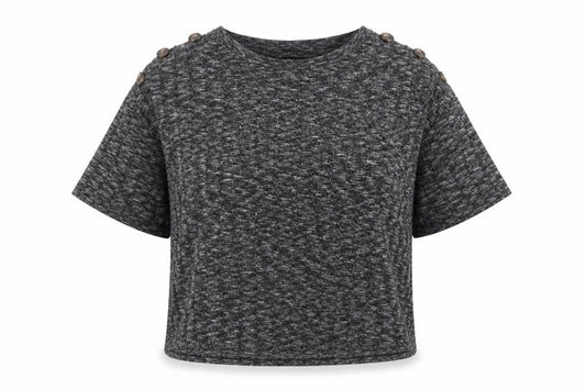 F&F Womens Grey  Viscose Basic Blouse Size 12 Round Neck