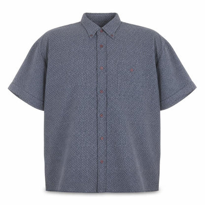 Trademark Mens Blue Geometric Polyester  Button-Up Size L Collared Button