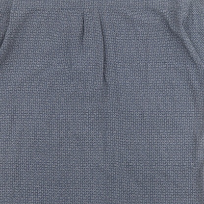 Trademark Mens Blue Geometric Polyester  Button-Up Size L Collared Button