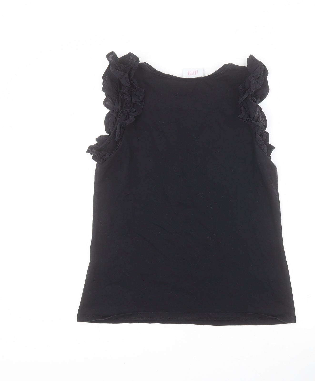 Savida Womens Black  100% Cotton Basic Tank Size S Round Neck