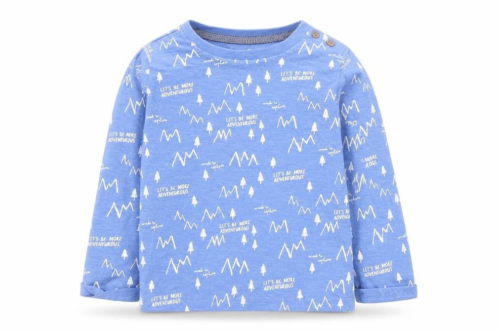 Mothercare Boys Blue  100% Cotton Pullover Polo Size 2-3 Years Crew Neck Pullover