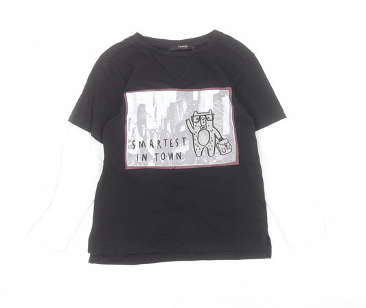 George Boys Black  100% Cotton Pullover Polo Size 2-3 Years Crew Neck Pullover