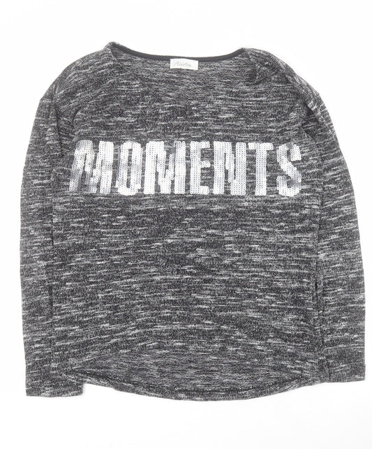Aniston Womens Grey Round Neck  Viscose Pullover Jumper Size 10   - Moments
