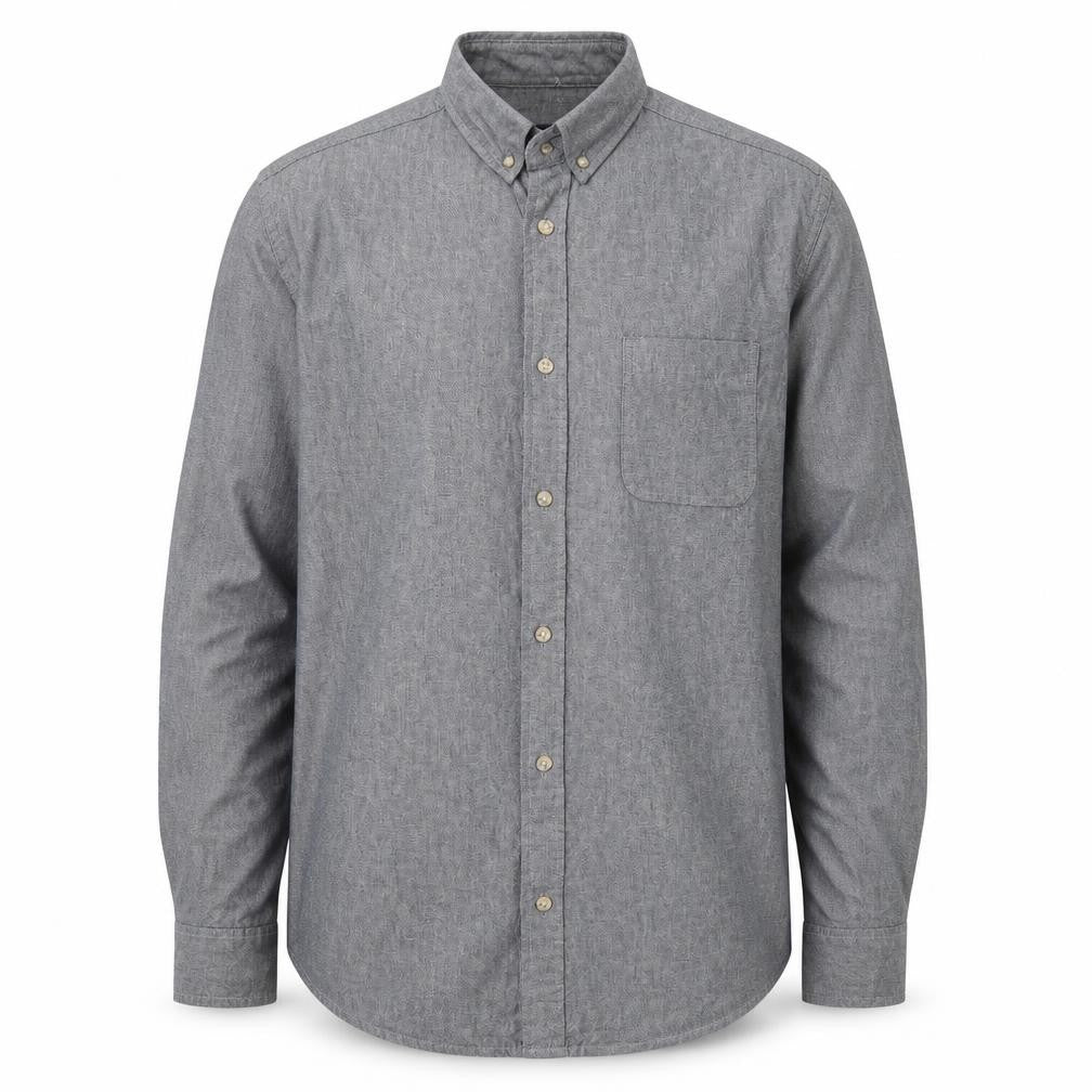 Industrialize Mens Grey  Cotton  Button-Up Size L Collared Button