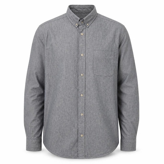 Industrialize Mens Grey  Cotton  Button-Up Size L Collared Button
