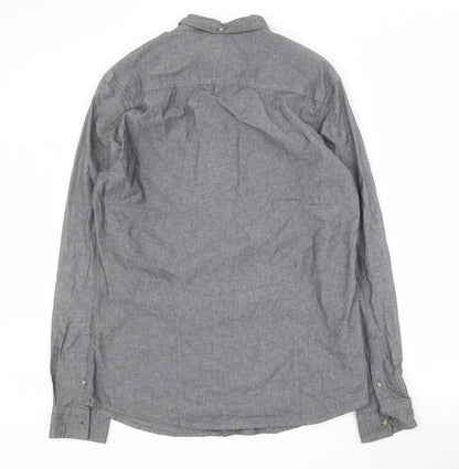 Industrialize Mens Grey  Cotton  Button-Up Size L Collared Button