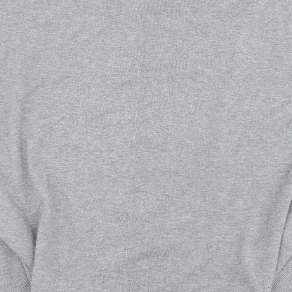 Kate Collection Womens Grey V-Neck  Viscose Pullover Jumper Size L   - Pom Pom
