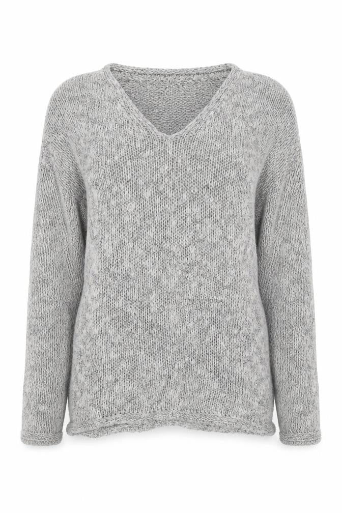 Marks & Spencer Womens Grey V-Neck  Cotton Pullover Jumper Size 8