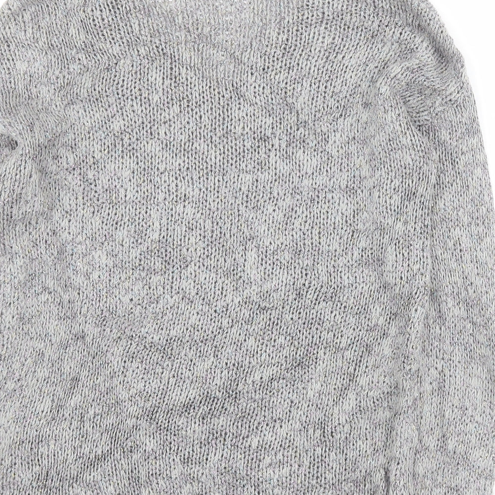 Marks and Spencer Womens Grey V-Neck  Cotton Pullover Jumper Size 8