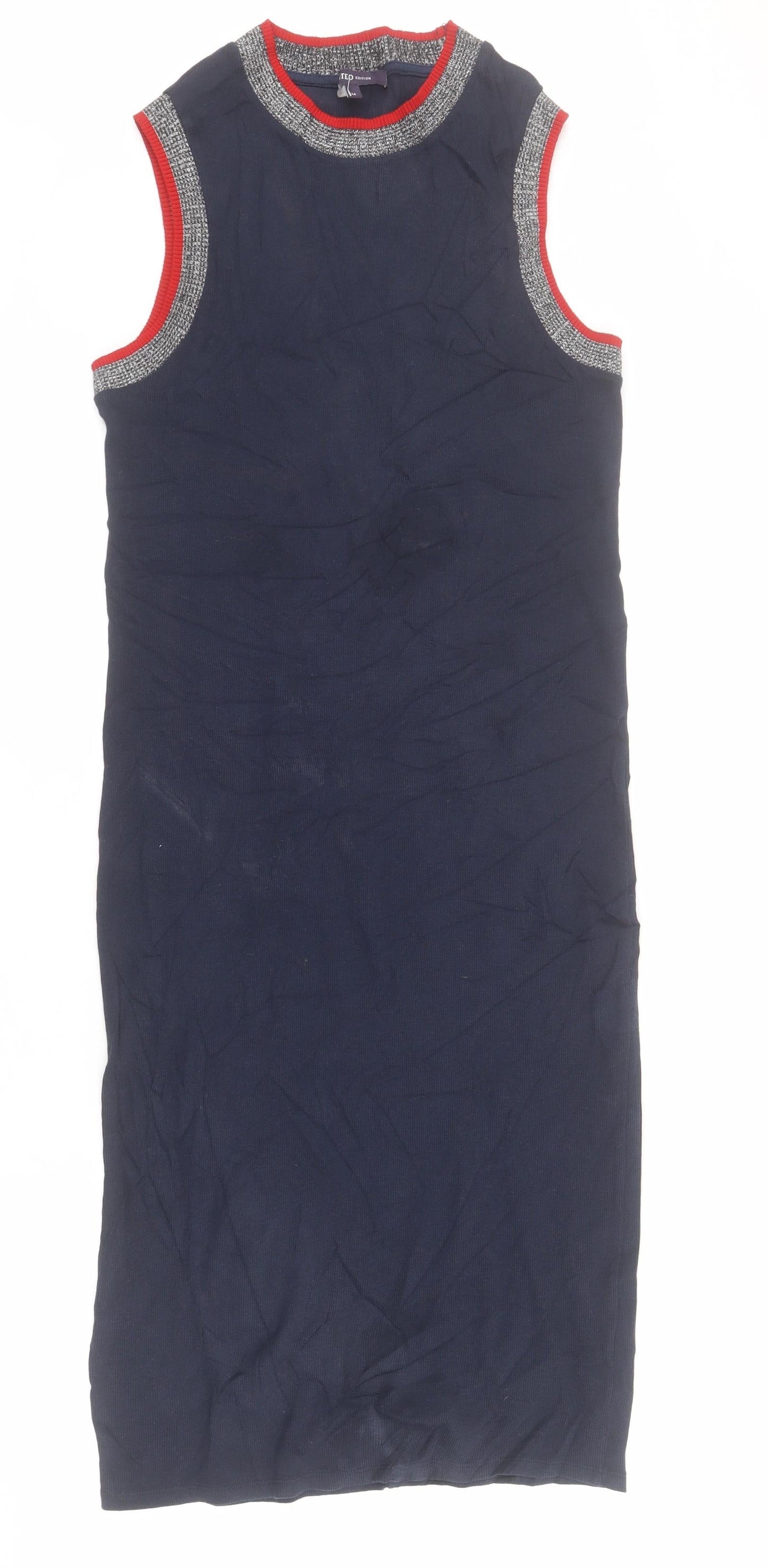 Marks and Spencer Womens Blue  Cotton Bodycon  Size 14  Round Neck Pullover