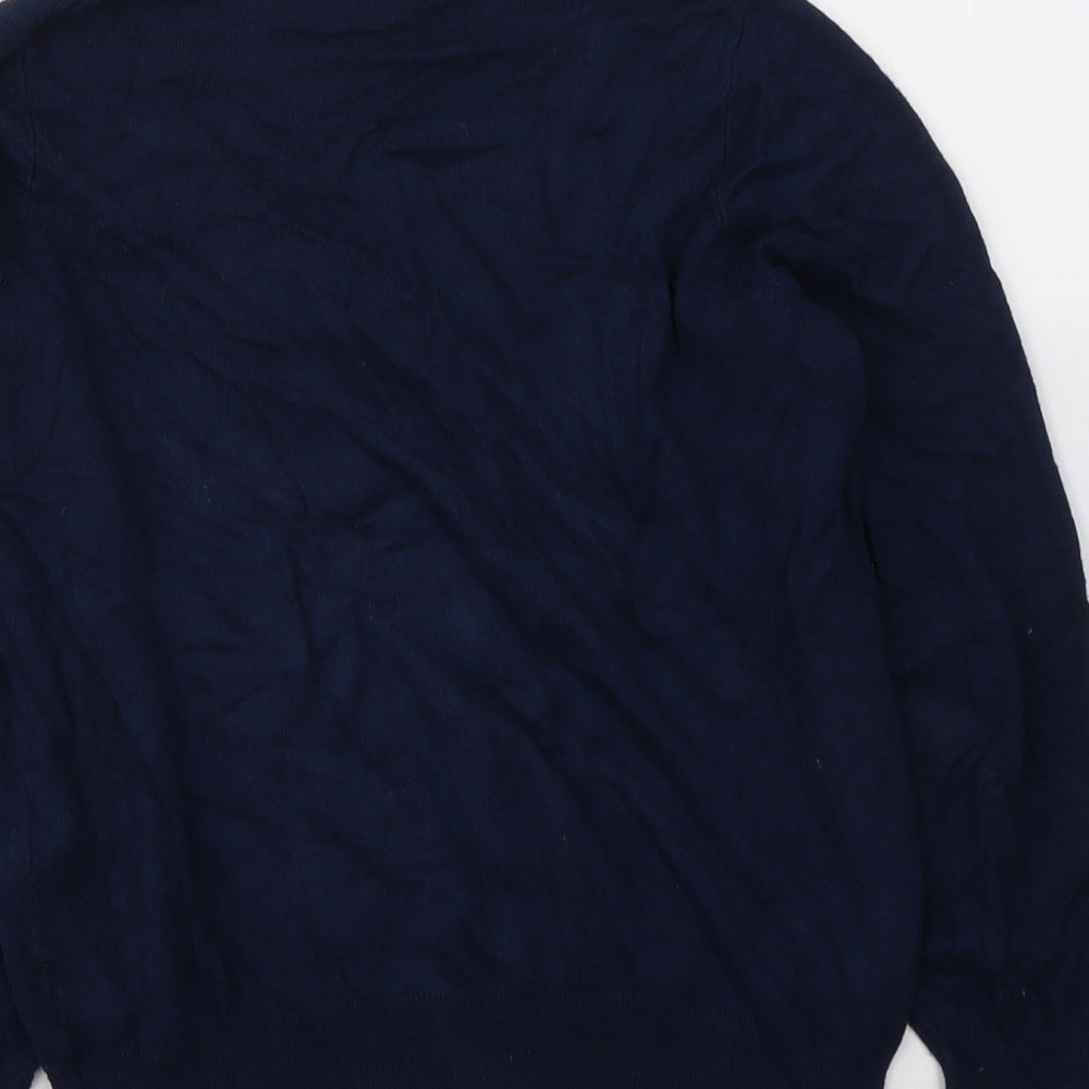 Marks and Spencer Womens Blue  Acrylic Jersey T-Shirt Size 12 V-Neck