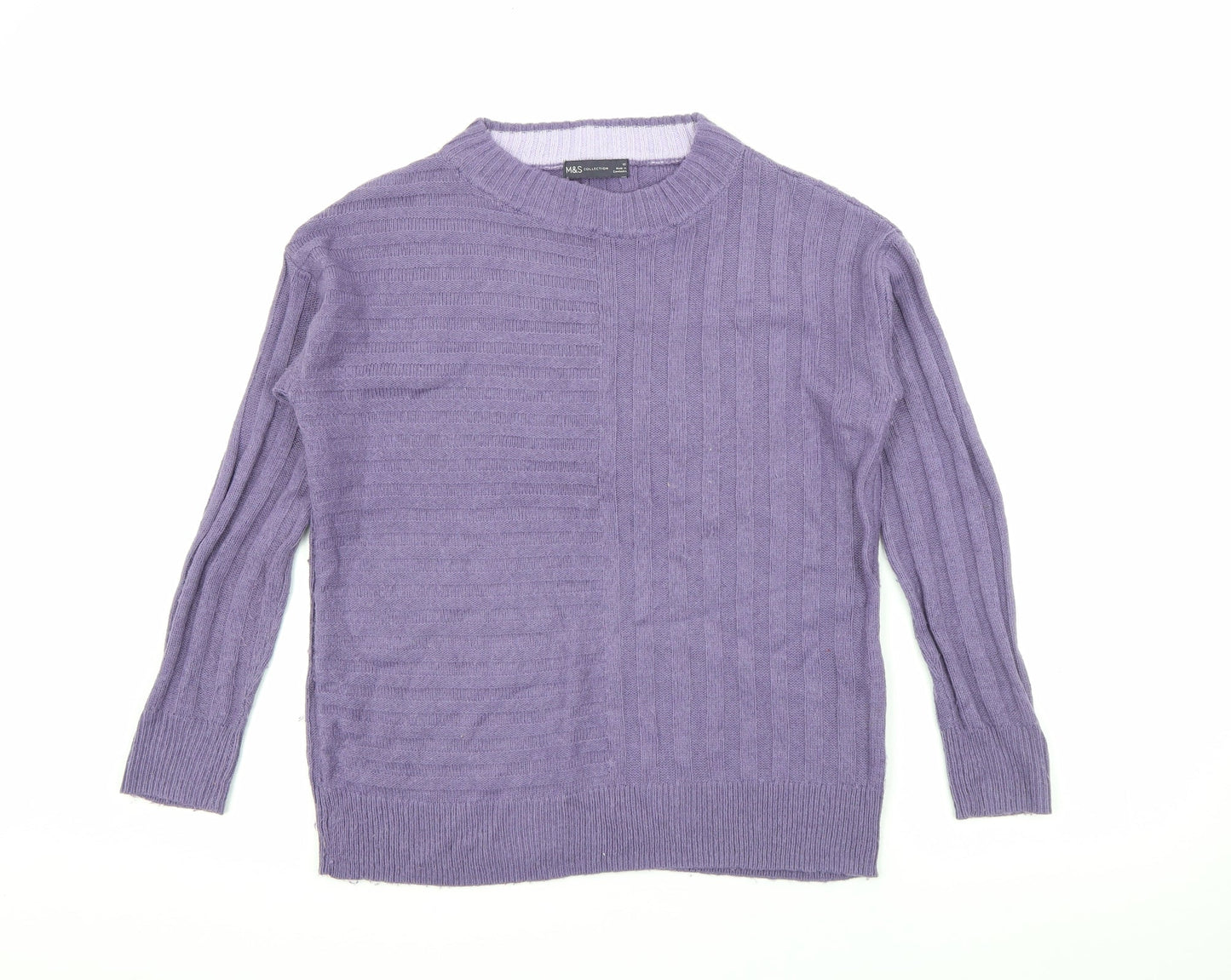 Marks and Spencer Womens Purple Crew Neck  Acrylic Pullover Jumper Size XS