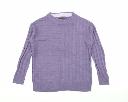 Marks & Spencer Womens Purple Crew Neck  Acrylic Pullover Jumper Size XS