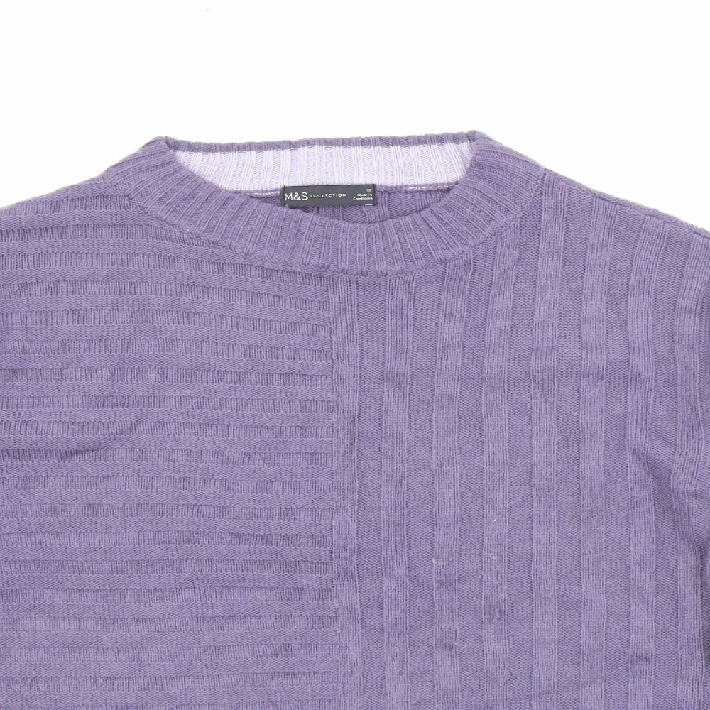 Marks and Spencer Womens Purple Crew Neck  Acrylic Pullover Jumper Size XS