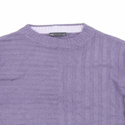 Marks & Spencer Womens Purple Crew Neck  Acrylic Pullover Jumper Size XS