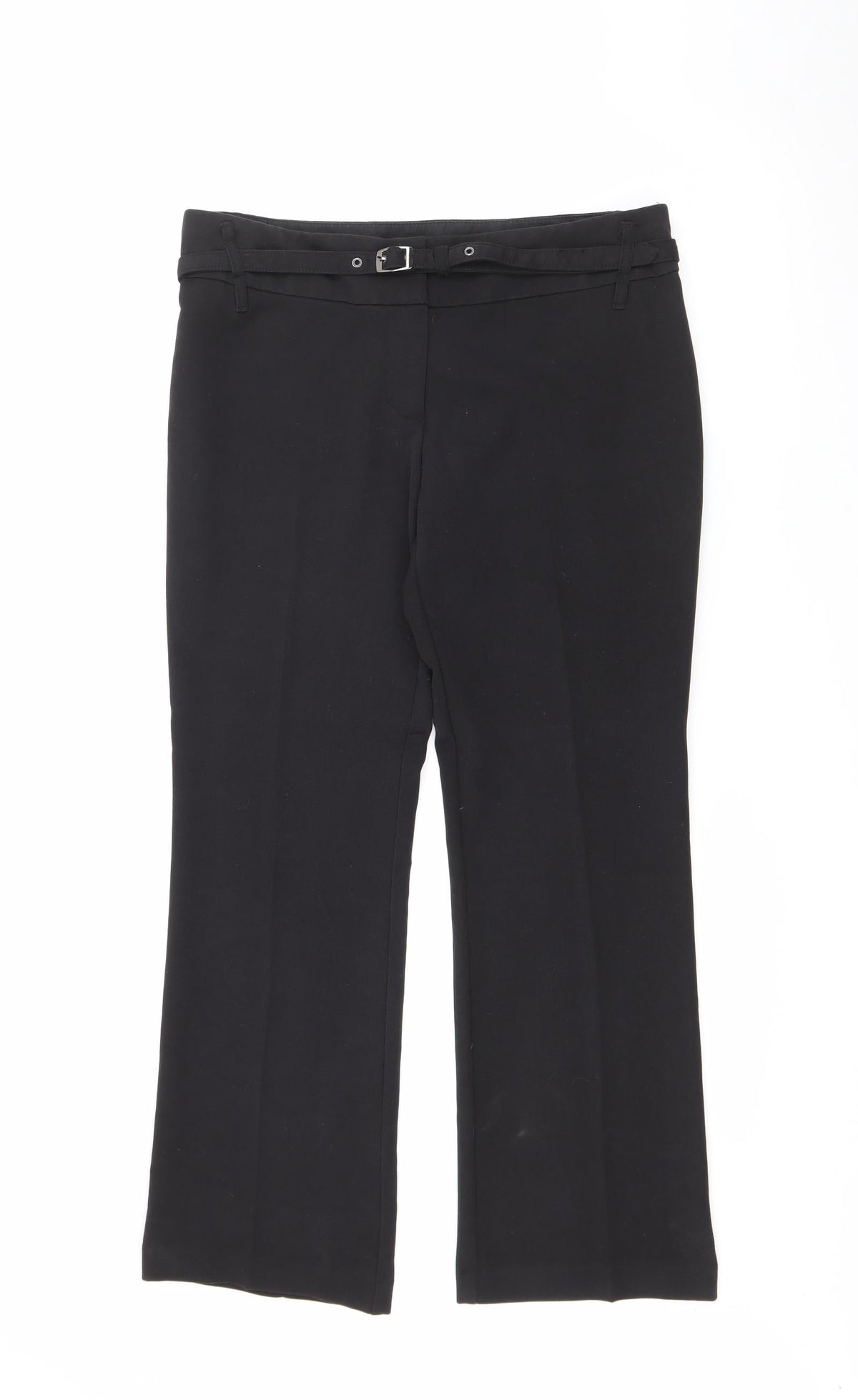 NEXT Womens Black  Polyester Trousers  Size 12 L28 in Regular Button