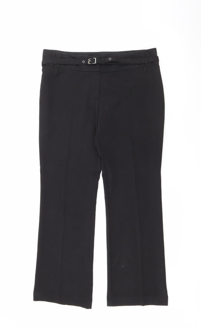 Next Womens Black  Polyester Trousers  Size 12 L28 in Regular Button